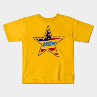 i back the blue text in star Kids T-Shirt